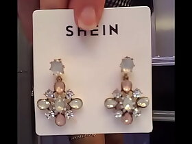 Grown up murkiness shemale's shopping binge of SheIn earrings